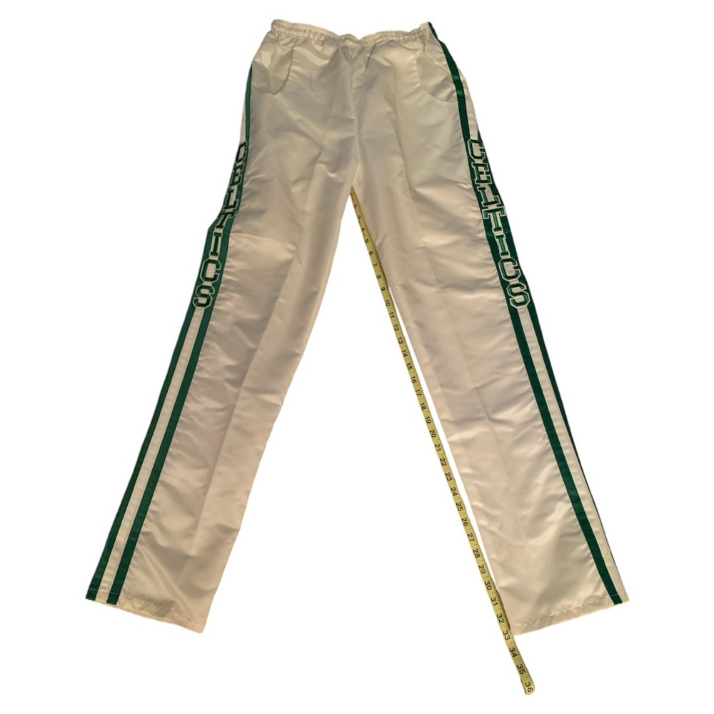 Retro 90s Starter pants, green and white Boston Celtics team, size L.